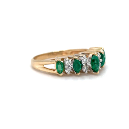 14KY 0.55CTW EMERALD-DIAMOND RING "AA" SI1/G-H 3.2G