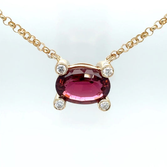 14KY 18" 6.24CTW RUBELLITE-DIAMOND PENDANT VS2/F-G 10.4G-Fine Jewelry in Bradenton &amp; Lakewood Ranch, Fl. | Michael &amp; Co. Jewelers