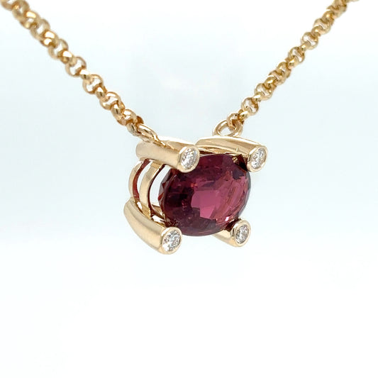 14KY 18" 6.24CTW RUBELLITE-DIAMOND PENDANT VS2/F-G 10.4G-Fine Jewelry in Bradenton &amp; Lakewood Ranch, Fl. | Michael &amp; Co. Jewelers