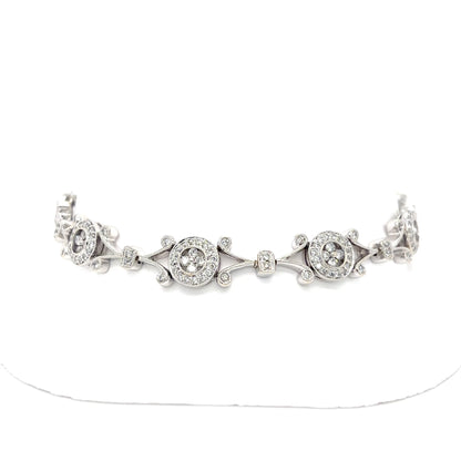 14KW 7.5" 2.50CTW DIAMOND HALO BRACELET SI2-I1/G-H 17.9G