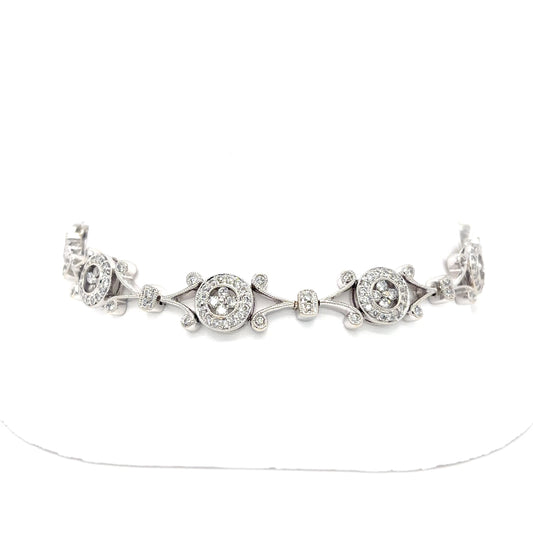 14KW 7.5" 2.50CTW DIAMOND HALO BRACELET SI2-I1/G-H 17.9G-Fine Jewelry in Bradenton &amp; Lakewood Ranch, Fl. | Michael &amp; Co. Jewelers