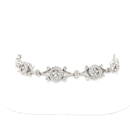 14KW 7.5" 2.50CTW DIAMOND HALO BRACELET SI2-I1/G-H 17.9G