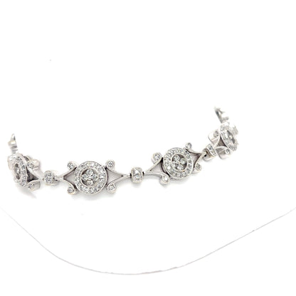 14KW 7.5" 2.50CTW DIAMOND HALO BRACELET SI2-I1/G-H 17.9G