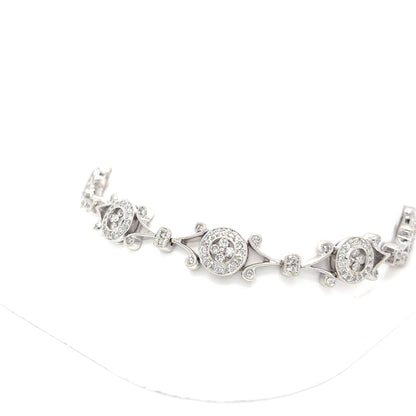 14KW 7.5" 2.50CTW DIAMOND HALO BRACELET SI2-I1/G-H 17.9G