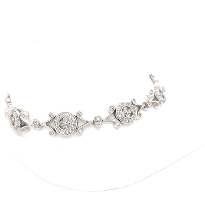 14KW 7.5" 2.50CTW DIAMOND HALO BRACELET SI2-I1/G-H 17.9G