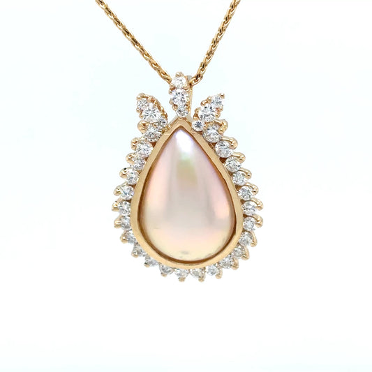 14KY 20X12MM MABE PEARL-1.00CTW DIAMOND PENDANT VS/G-H 3.0G-Fine Jewelry in Bradenton &amp; Lakewood Ranch, Fl. | Michael &amp; Co. Jewelers