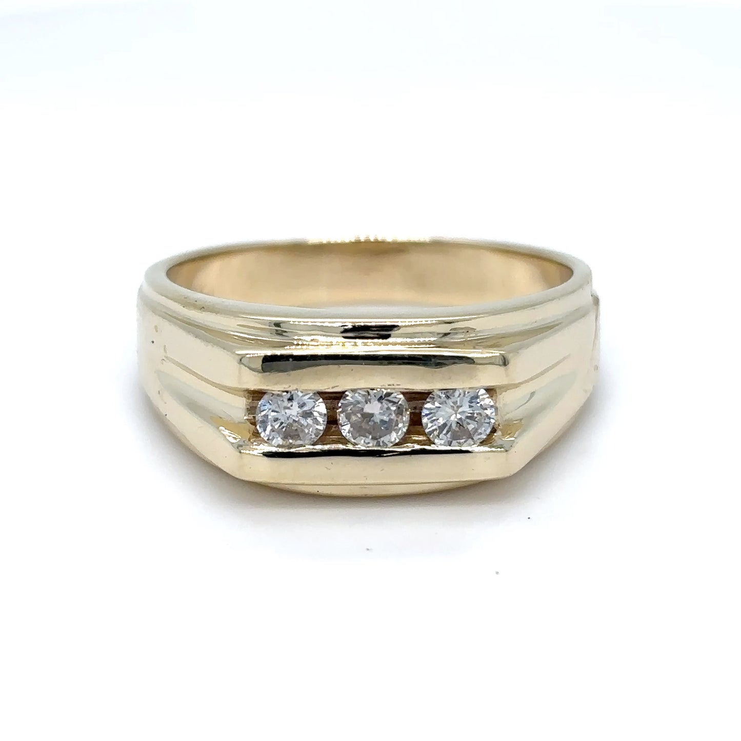 14KY 0.50CTW THREE DIAMND RING SI2/G-H 8.9G