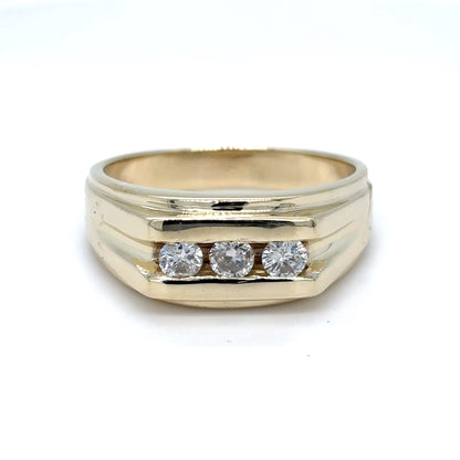 14KY 0.50CTW THREE DIAMND RING SI2/G-H 8.9G