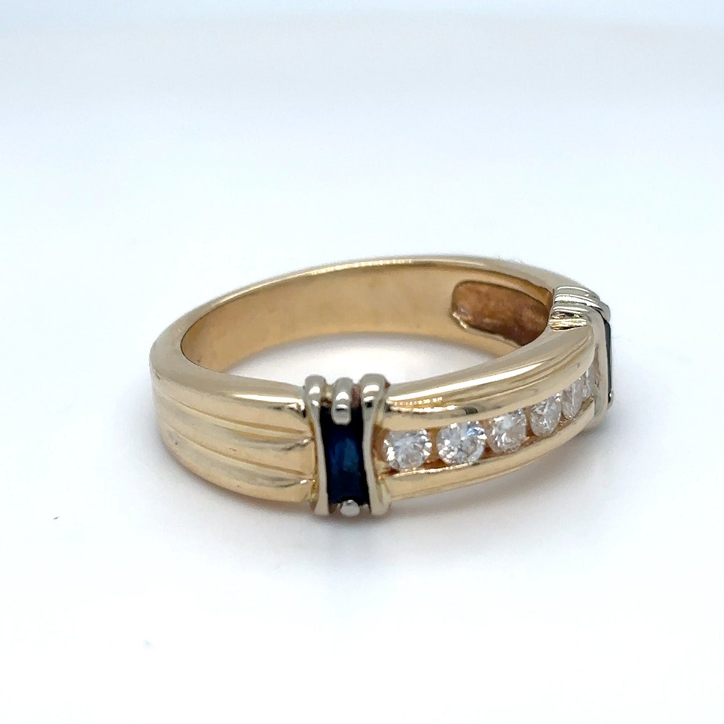 14KY 1.00CTW DIAMOND-SAPPHIRE BAND SI2/G-H 8.5G