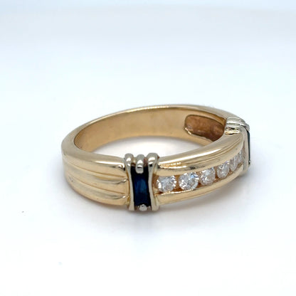 14KY 1.00CTW DIAMOND-SAPPHIRE BAND SI2/G-H 8.5G