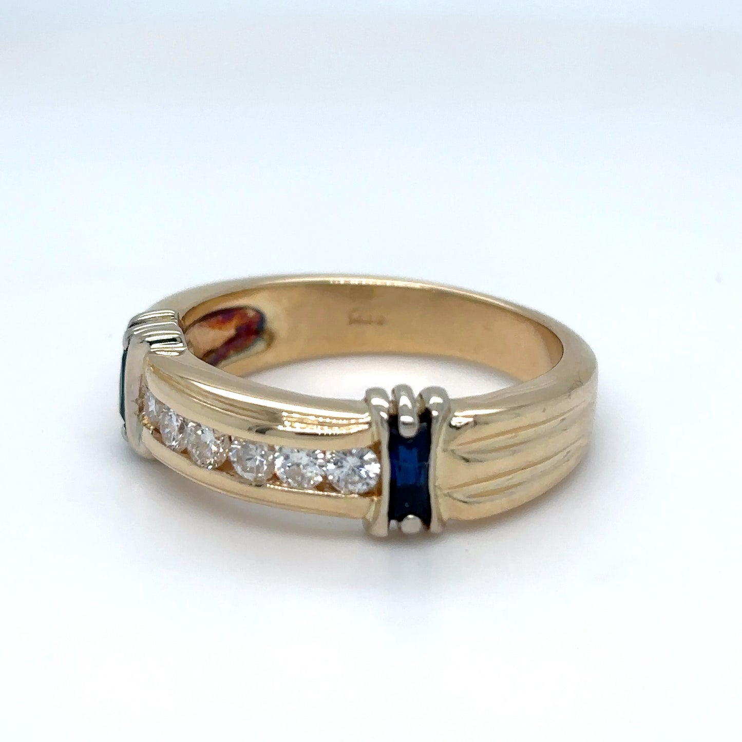 14KY 1.00CTW DIAMOND-SAPPHIRE BAND SI2/G-H 8.5G