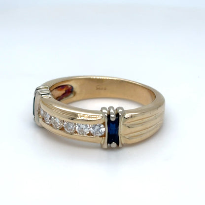 14KY 1.00CTW DIAMOND-SAPPHIRE BAND SI2/G-H 8.5G