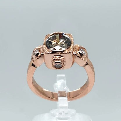 14KR 1.59CTW CHOCOLATE-WHITE DIAMOND RING I1/FDYB
