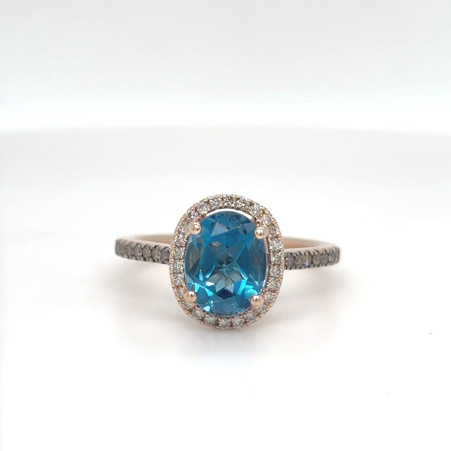 14KR LEVIAN 1.95CT LONDON BLUE TOPAZ-DIAMOND RING "AAA" 3.3G