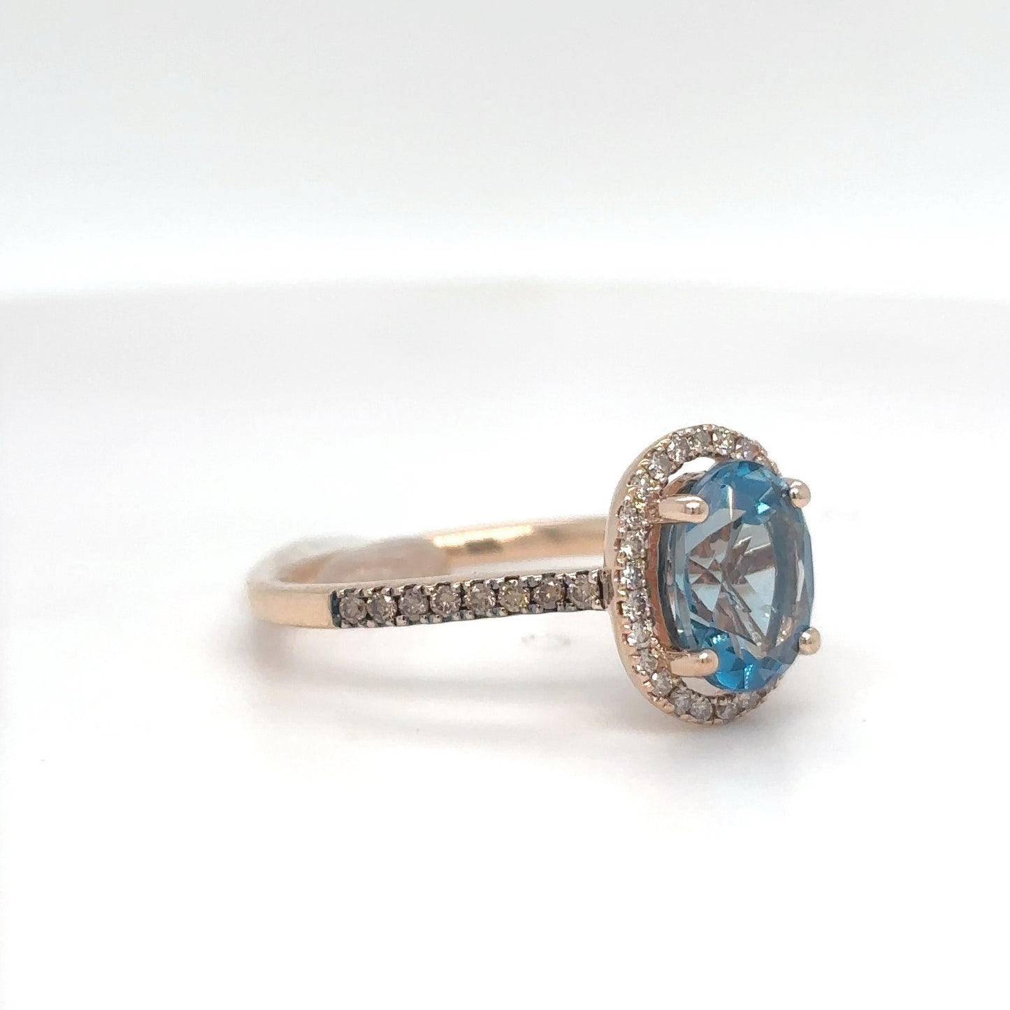 14KR LEVIAN 1.95CT LONDON BLUE TOPAZ-DIAMOND RING "AAA" 3.3G