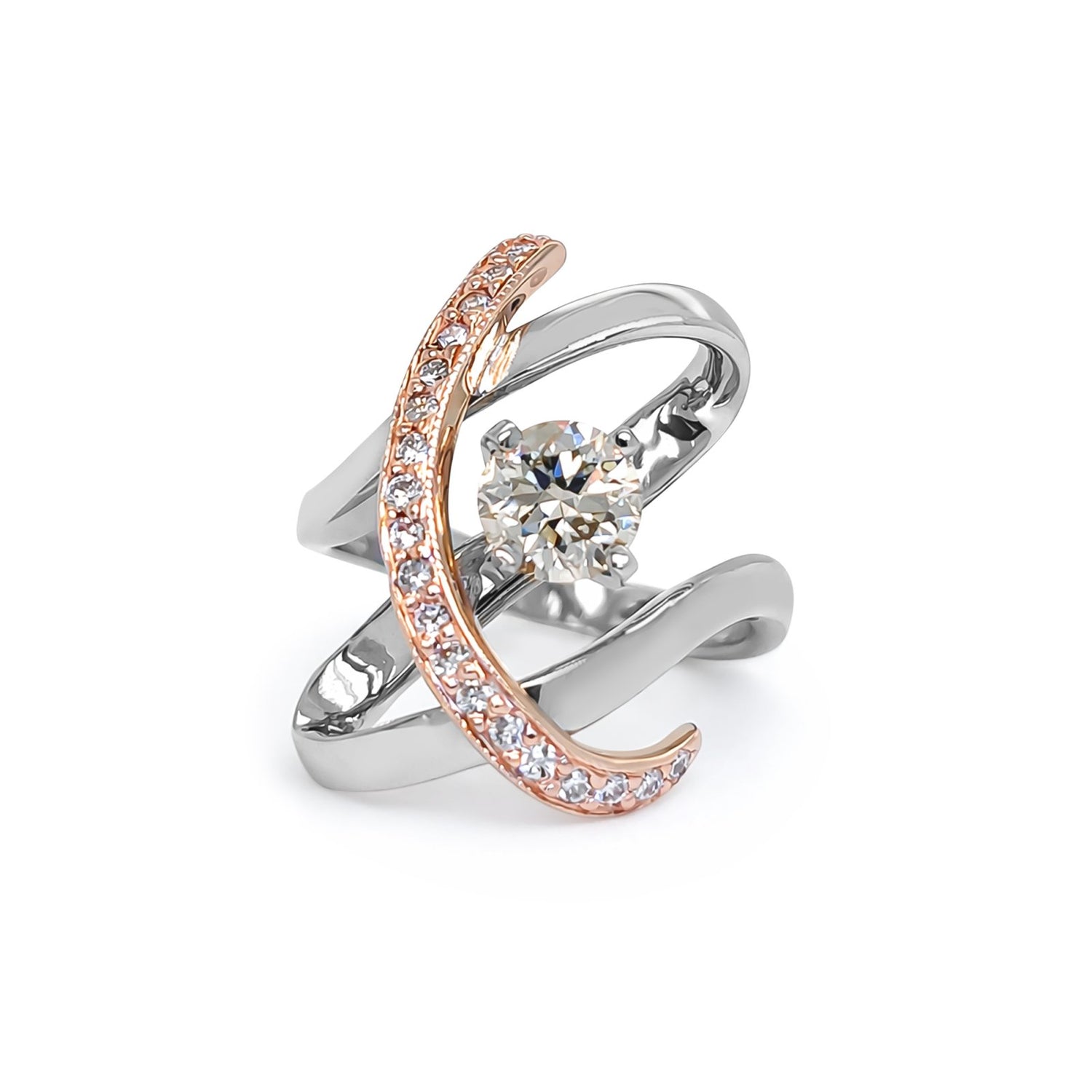 14KR/W 1.36CTW CHAMPAGNE-WHITE COMTEMPORARY RING SI/CHAMP-SI1/G 7.8G - Fine Jewelry in Bradenton Michael & Co. Jewelers