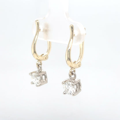 14KTT 0.95CTW RBC DIAMOND DANGLE EARRINGS SI/H-I