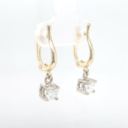 14KTT 0.95CTW RBC DIAMOND DANGLE EARRINGS SI/H-I