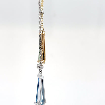 14KTT 18" 2.38CTW LGD VIVID BLUE-GREEN LARIAT NECKLACE VVS2 5.1G