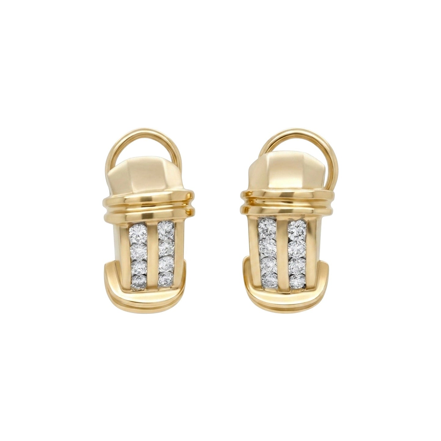 14KTT 1.00CTW DOUBLE ROW DIAMOND HOOP EARRINGS VS/G 14.9G