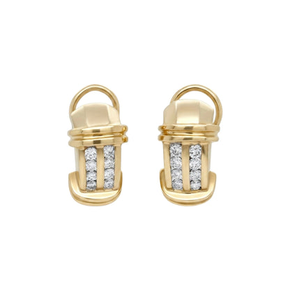 14KTT 1.00CTW DOUBLE ROW DIAMOND HOOP EARRINGS VS/G 14.9G