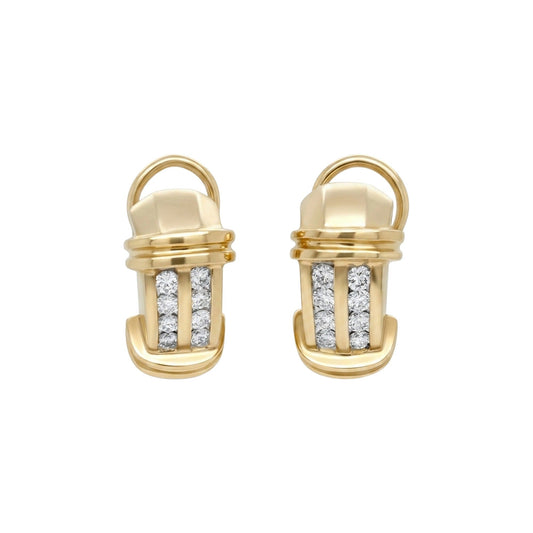 14KTT 1.00CTW DOUBLE ROW DIAMOND HOOP EARRINGS VS/G 14.9G - Michael & Co. Jewelers