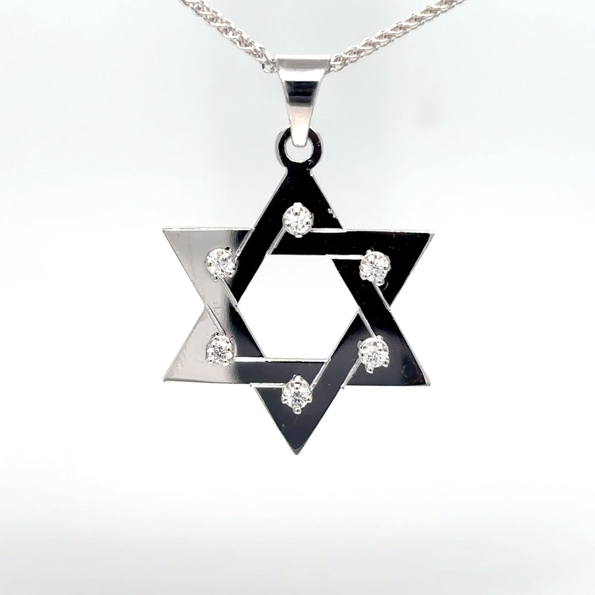 14KW 0.06CTW DIAMOND STAR-OF-DAVID PENDANT VS2/F-G 1.4G