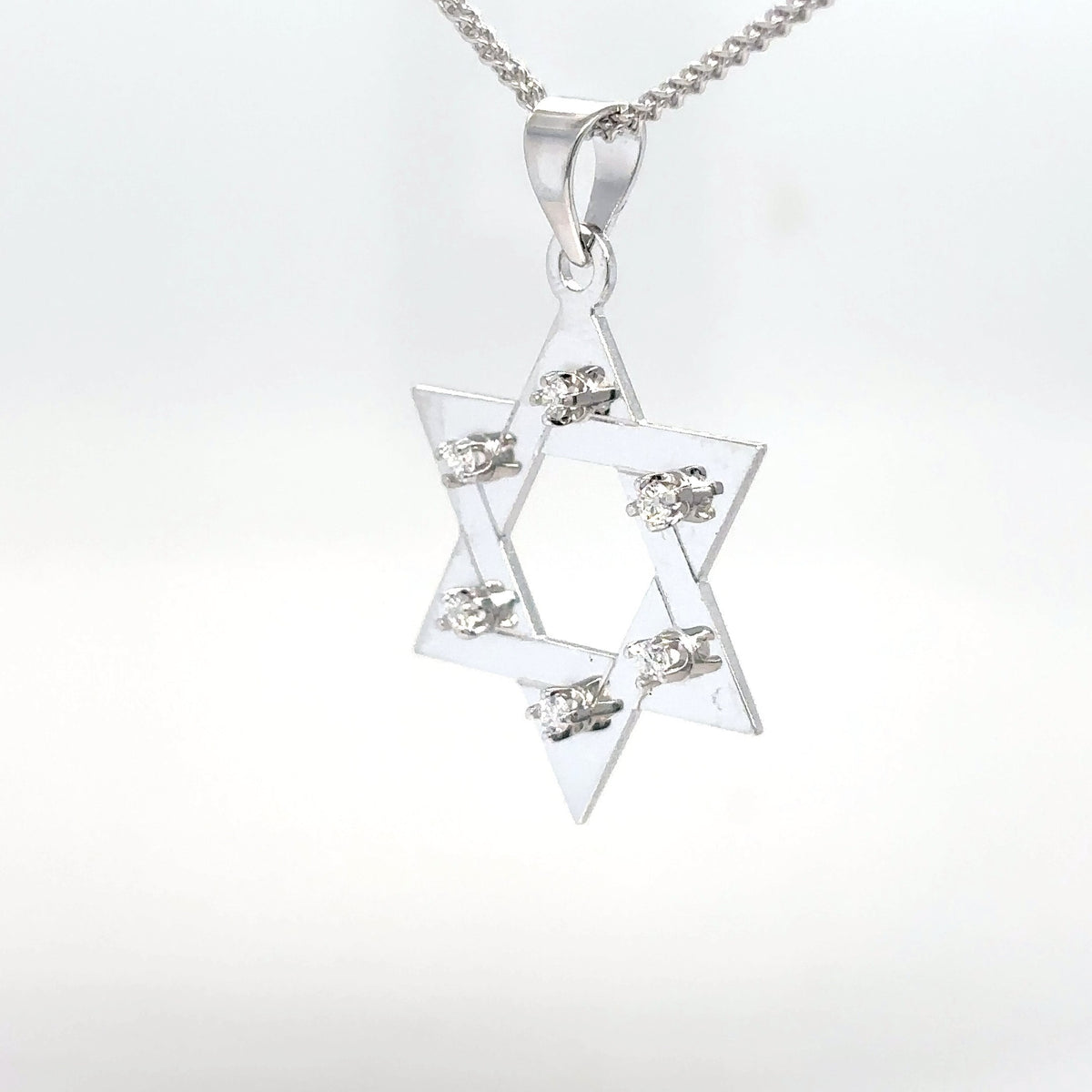14KW 0.06CTW DIAMOND STAR-OF-DAVID PENDANT VS2/F-G 1.4G