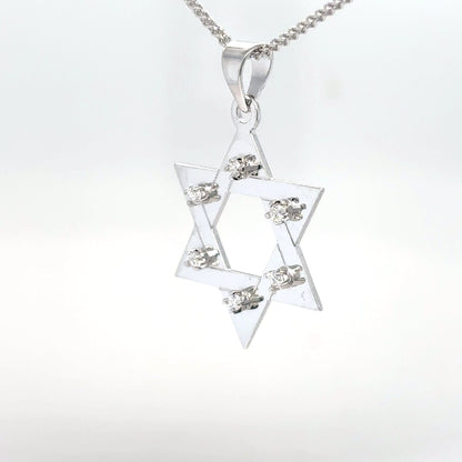 14KW 0.06CTW DIAMOND STAR-OF-DAVID PENDANT VS2/F-G 1.4G