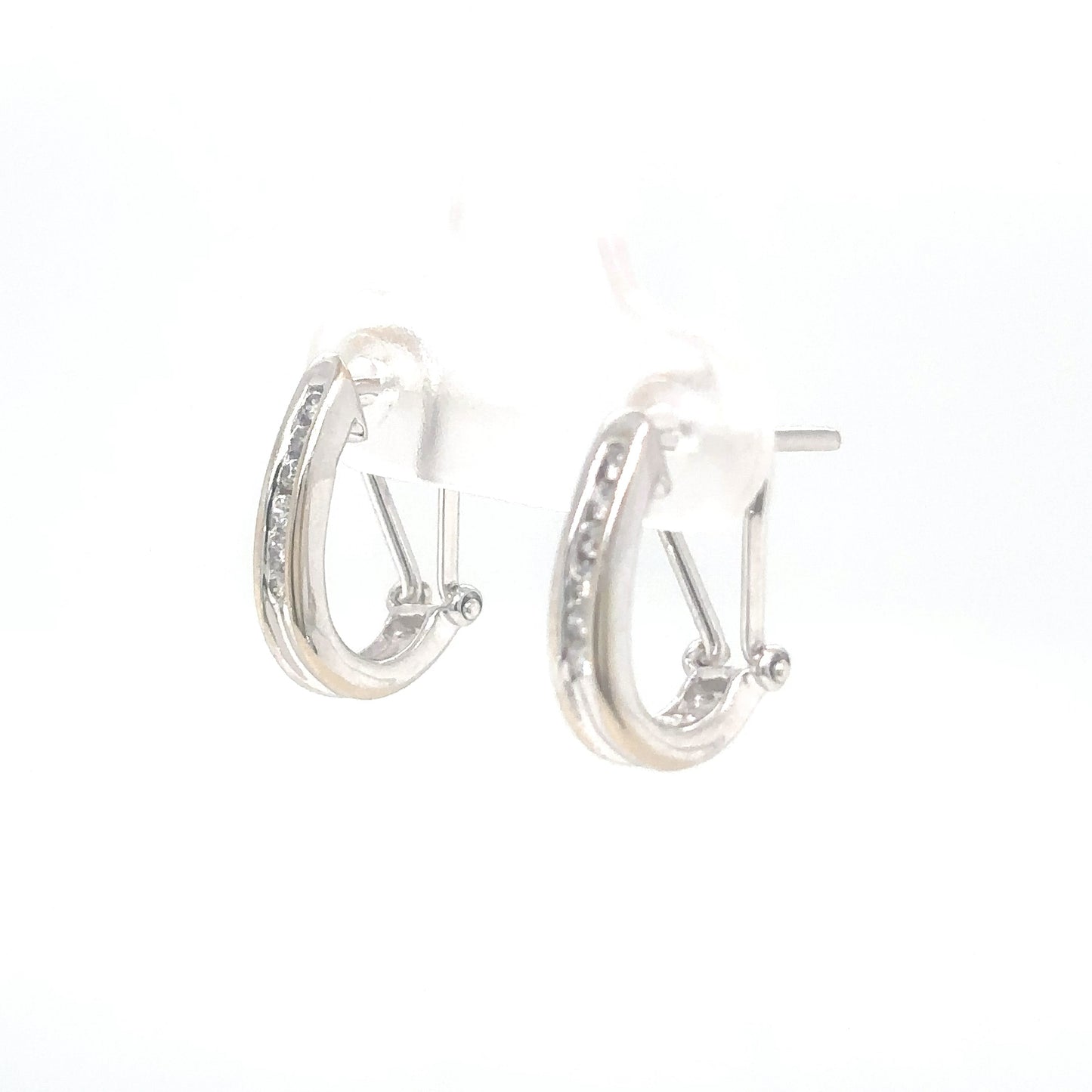 14KW 0.20CTW DIAMOND HOOP EARRINGS I1/H-I 2.6G