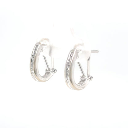 14KW 0.20CTW DIAMOND HOOP EARRINGS I1/H-I 2.6G