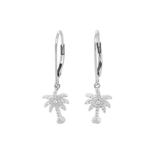 14KW 0.25CTW DIAMOND PALM TREE DANGLE EARRINGS SI1/G-H 2.3G - Michael & Co. Jewelers