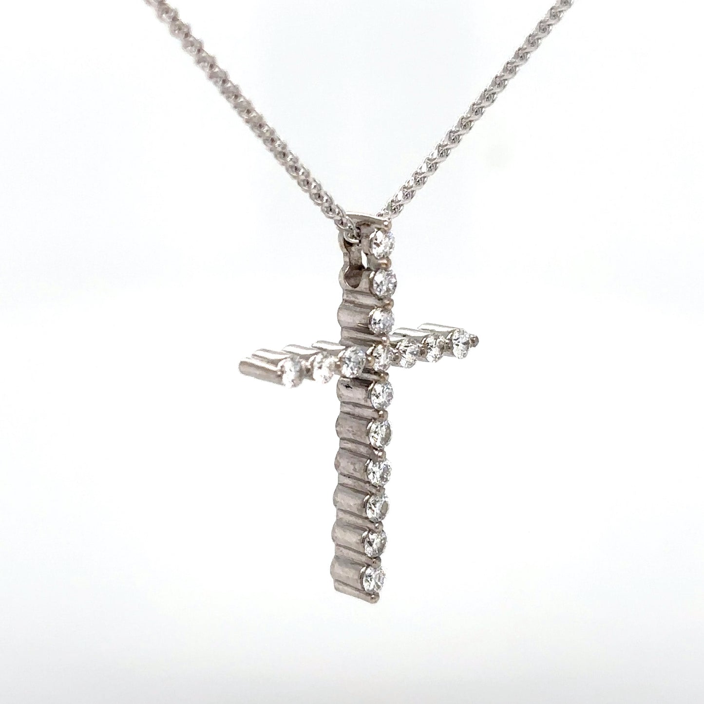 14KW 0.32CTW ROUND DIAMOND CROSS PENDANT VS2/F-G 1.3G
