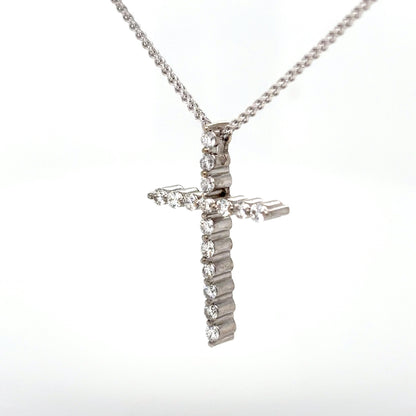 14KW 0.32CTW ROUND DIAMOND CROSS PENDANT VS2/F-G 1.3G