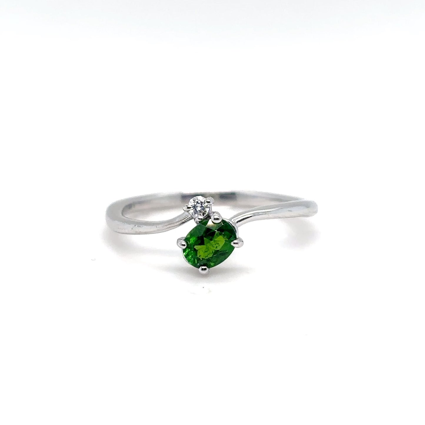 14KW 0.41CTW TSAVORITE GARNET-DIAMOND RING "AAA" VS/F-G 2.1G