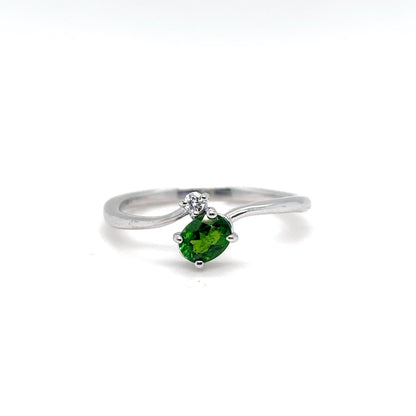 14KW 0.41CTW TSAVORITE GARNET-DIAMOND RING "AAA" VS/F-G 2.1G
