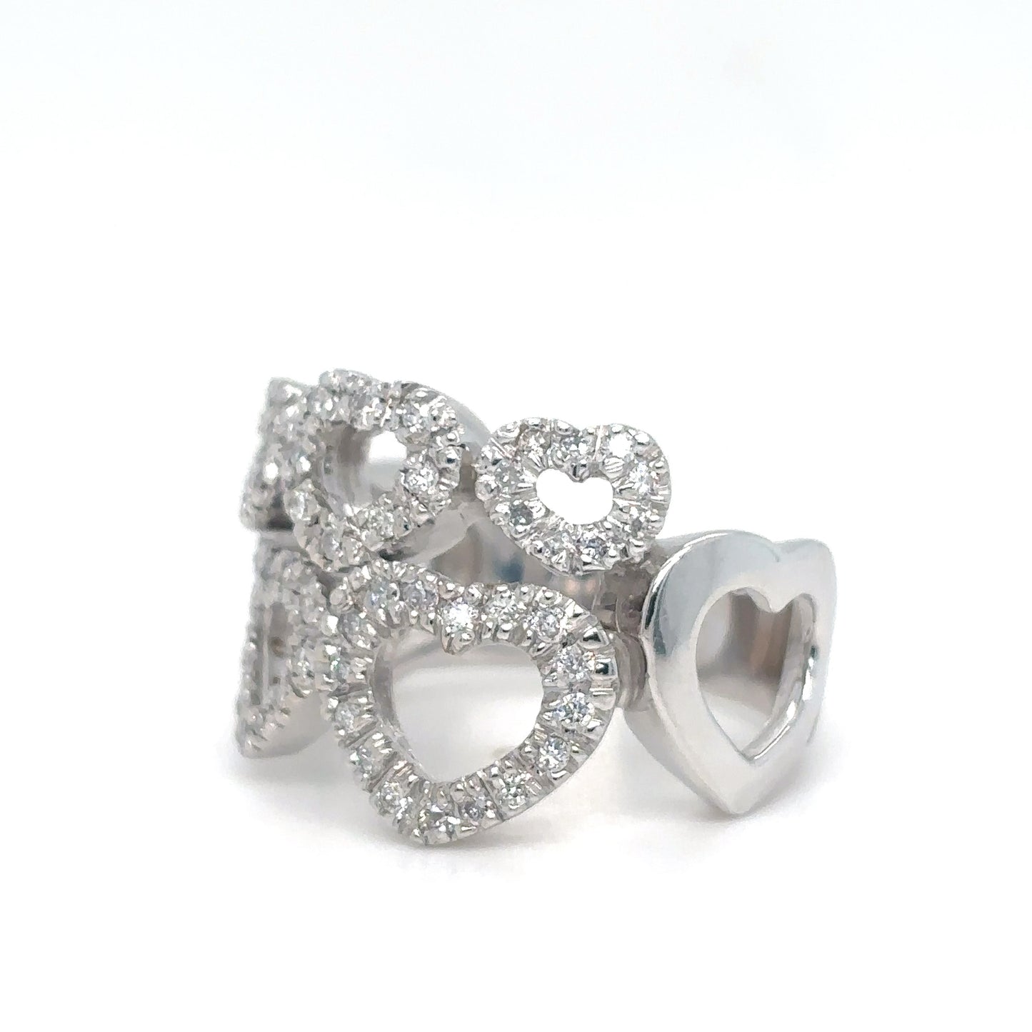 14KW 0.50CTW DIAMOND HEARTS RING I1/H-I 10.3G