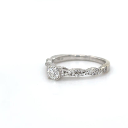 14KW 0.50CTW ROUND BRILLIANT DIAMOND ENGAGEMENT RING I1-SI2/G-H 2.6G