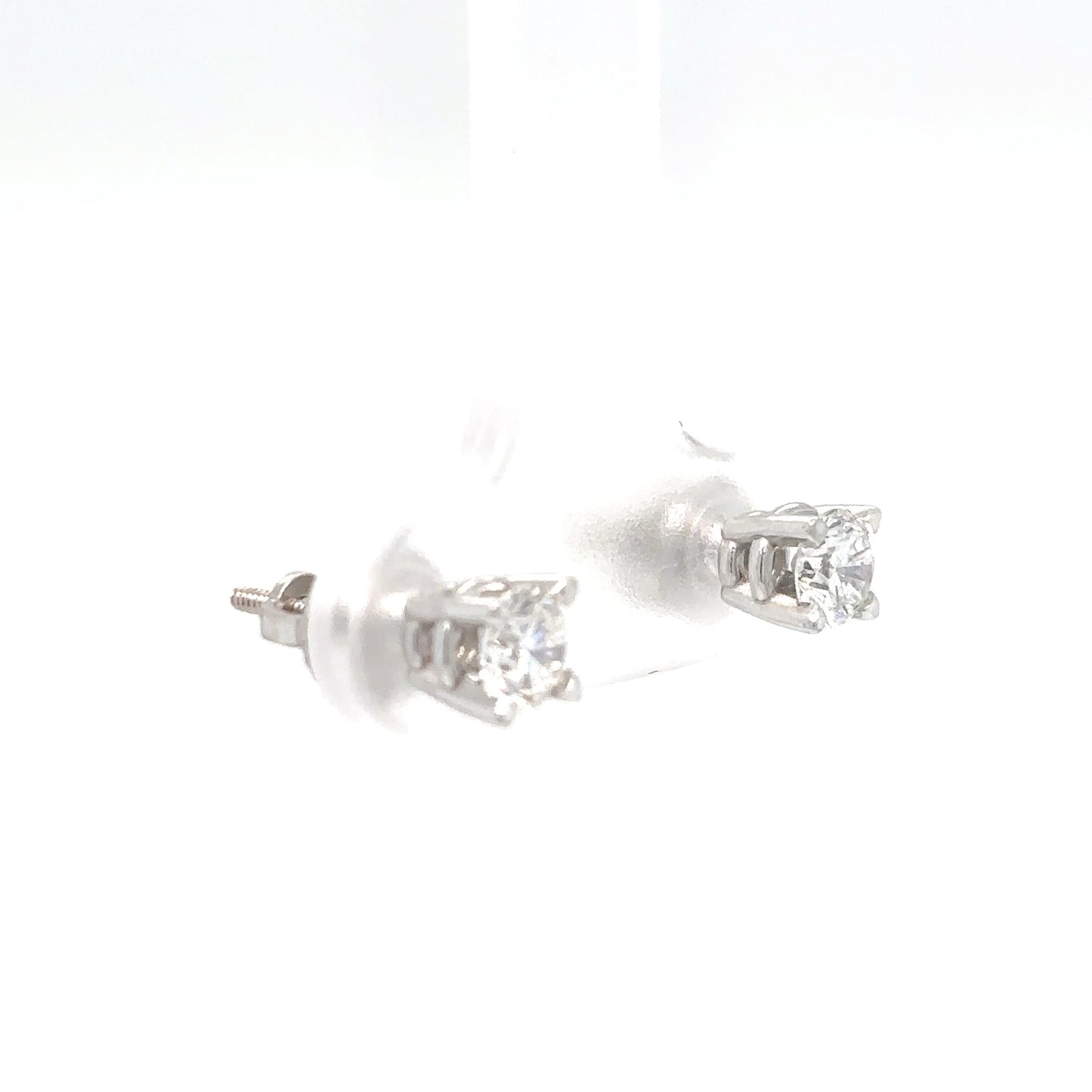 14KW 0.65CTW DIAMONND SOLITAIRE SCREW BACK EARRINGS SI1/H