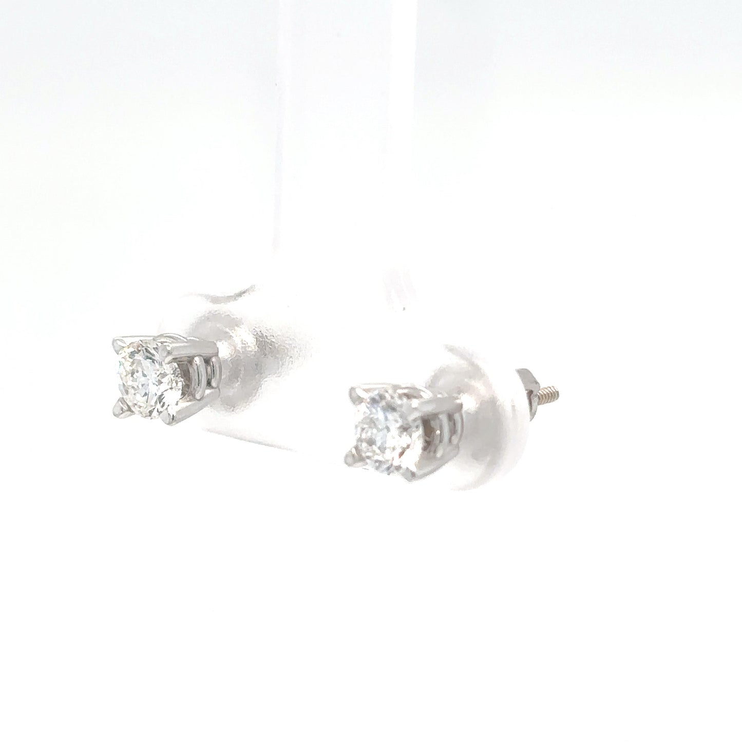 14KW 0.65CTW DIAMONND SOLITAIRE SCREW BACK EARRINGS SI1/H