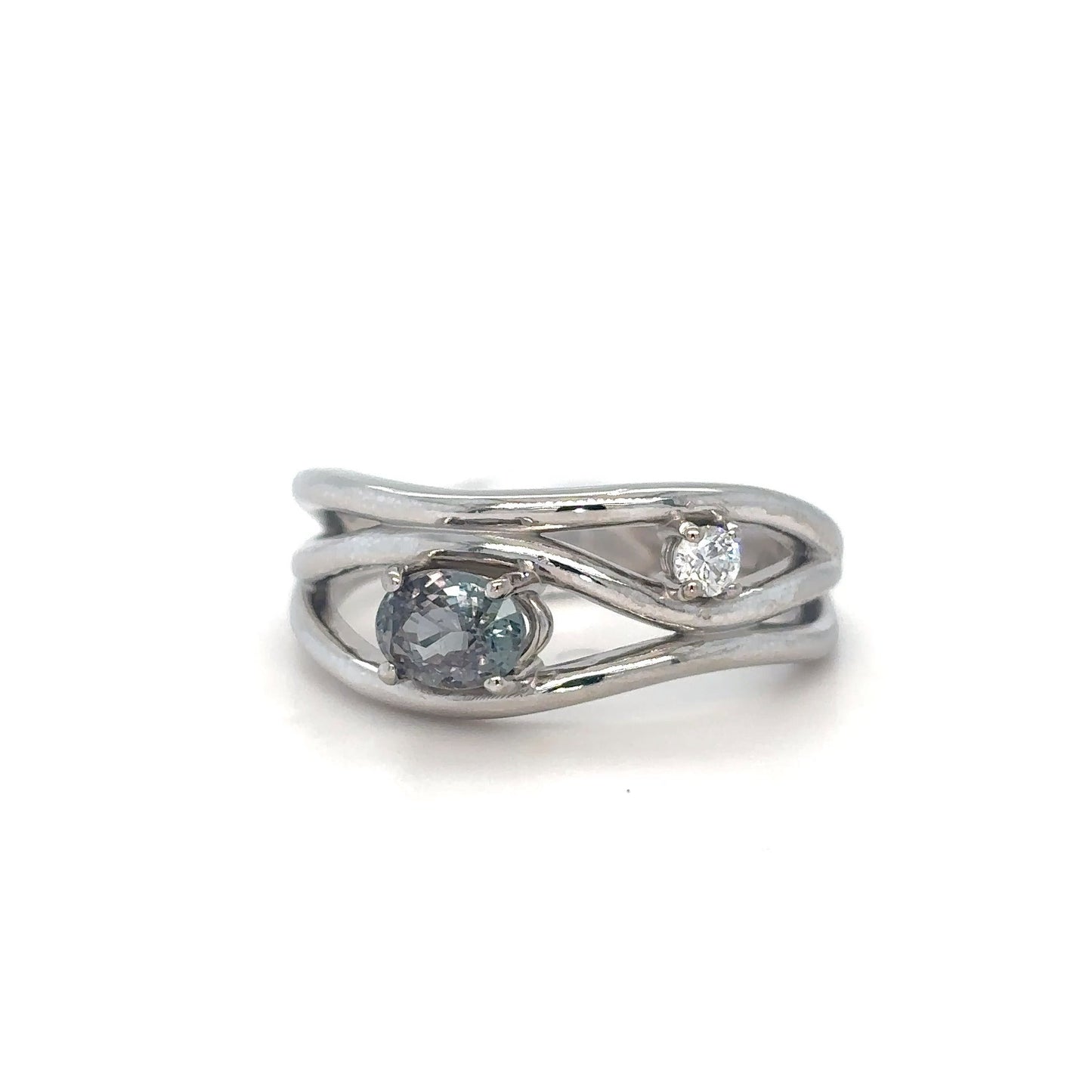 14KW 0.66CTW ALEXANDRITE-DIAMOND RING 4.8G