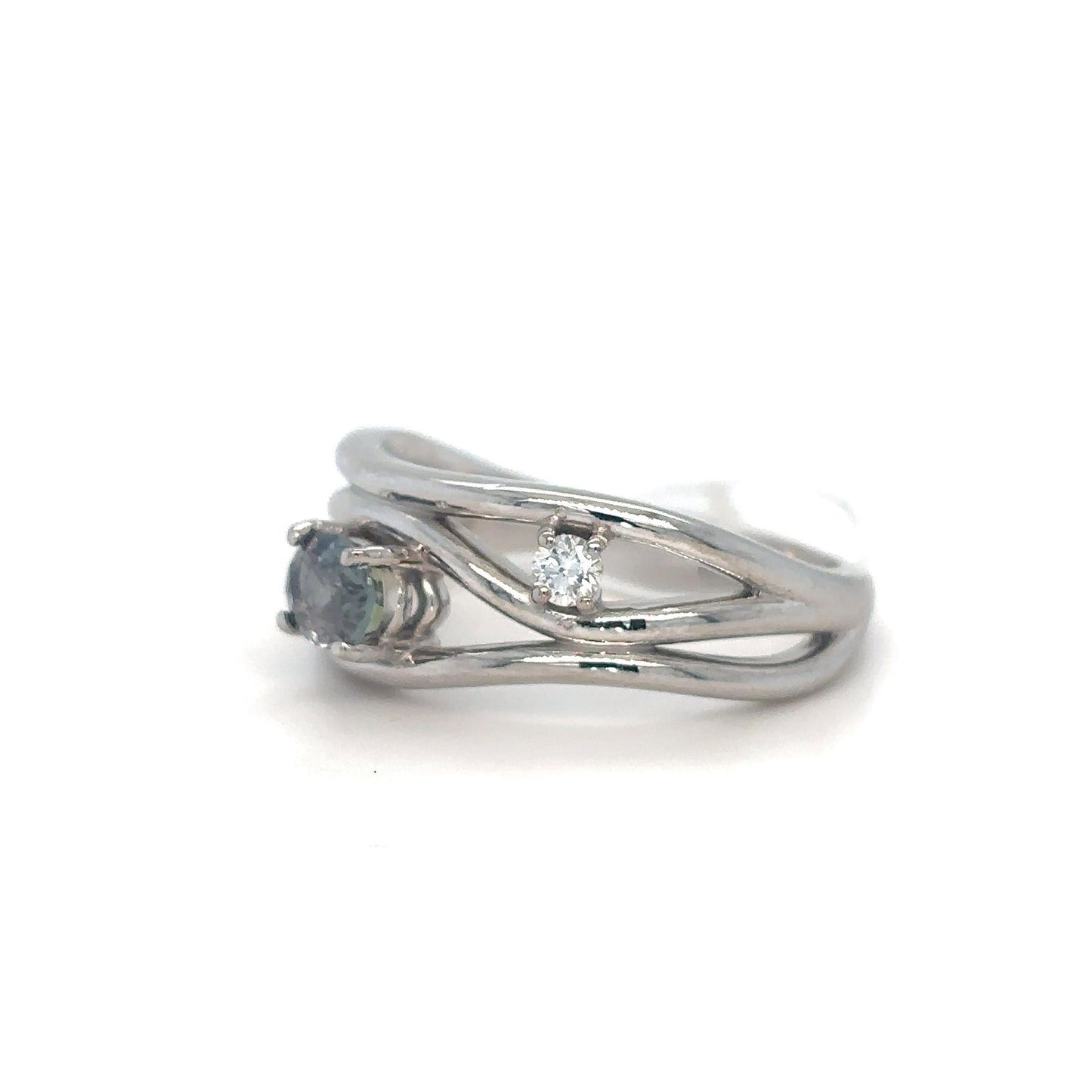14KW 0.66CTW ALEXANDRITE-DIAMOND RING 4.8G