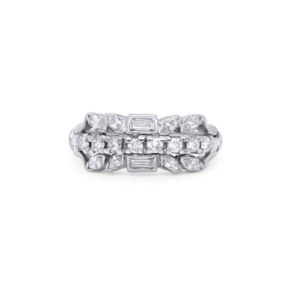 14KW 0.75CTW ROUND-BAGUETTE-MARQUISE DIAMOND BAND SI/H 4.0G