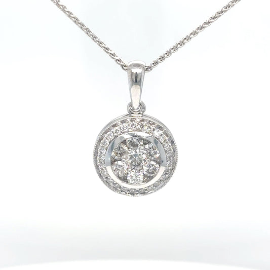 14KW 0.75CTW ROUND DIAMOND CLUSTER HALO PENDANT SI2/H-I 2.9G-Fine Jewelry in Bradenton &amp; Lakewood Ranch, Fl. | Michael &amp; Co. Jewelers