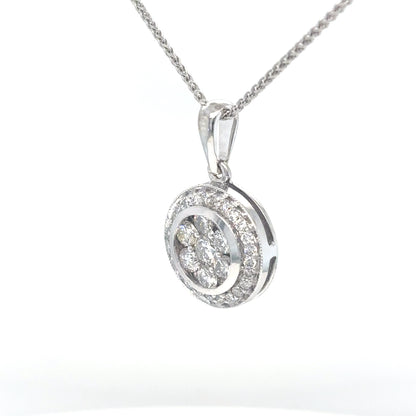 14KW 0.75CTW ROUND DIAMOND CLUSTER HALO PENDANT SI2/H-I 2.9G