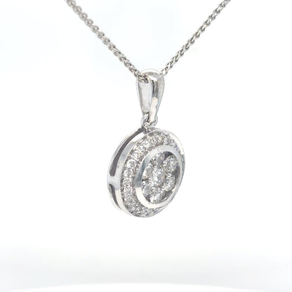 14KW 0.75CTW ROUND DIAMOND CLUSTER HALO PENDANT SI2/H-I 2.9G