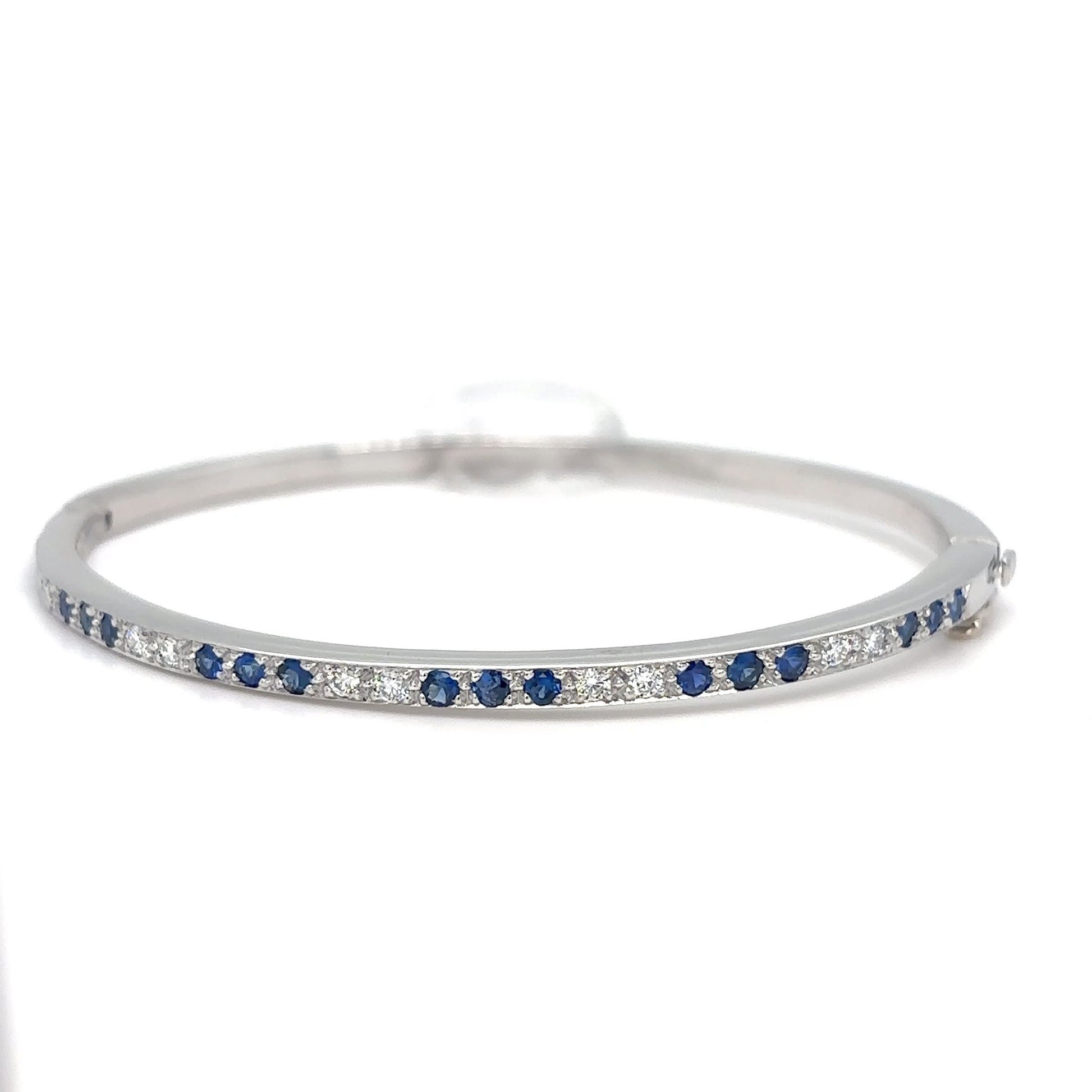 14KW 0.75CTW SAPPHIRE-DIAMOND BANGLE BRACELET "AAA" VS/F-G 18.0G - Fine Jewelry in Bradenton Michael & Co. Jewelers