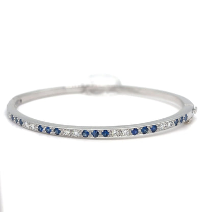 14KW 0.75CTW SAPPHIRE-DIAMOND BANGLE BRACELET "AAA" VS/F-G 18.0G - Fine Jewelry in Bradenton Michael & Co. Jewelers