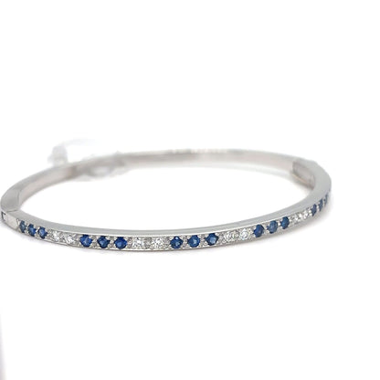 14KW 0.75CTW SAPPHIRE-DIAMOND BANGLE BRACELET "AAA" VS/F-G 18.0G - Fine Jewelry in Bradenton Michael & Co. Jewelers
