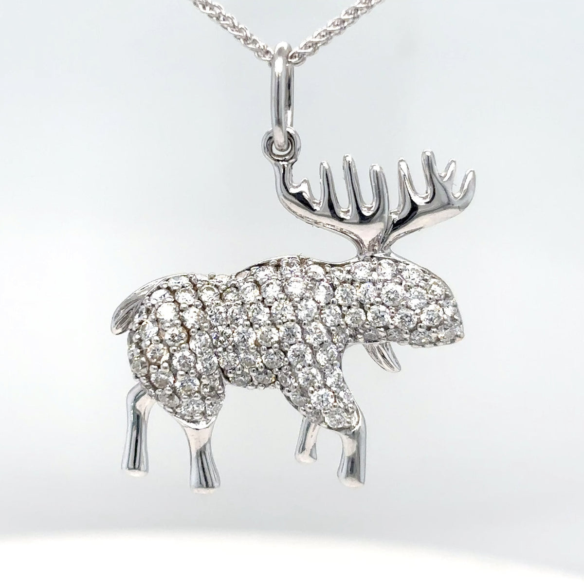 14KW 0.78CTW PAVE DIAMOND MOOSE PENDANT VS/F-G 4.0G
